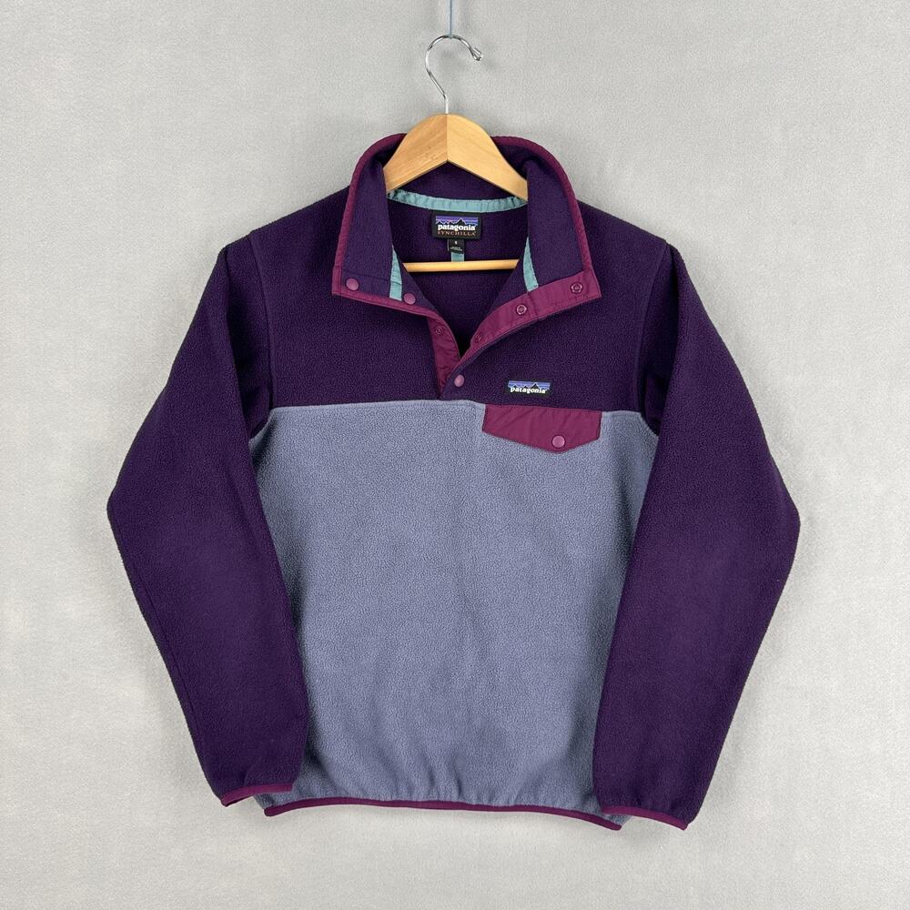 Patagonia Synchilla Jacket Womens Small Purple 1/4 Snap T Fleece Pullover Winter